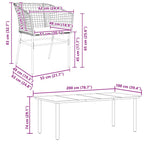 9-tlg. Garten-Essgruppe mit Kissen Braun Poly Rattan Glas