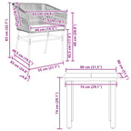 3-tlg. Garten-Essgruppe mit Kissen Schwarz Poly Rattan Glas