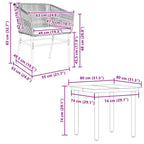 5-tlg. Garten-Essgruppe mit Kissen Schwarz Poly Rattan Glas