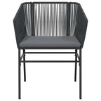 7-tlg. Garten-Essgruppe mit Kissen Schwarz Poly Rattan Glas