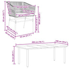 9-tlg. Garten-Essgruppe mit Kissen Schwarz Poly Rattan Glas