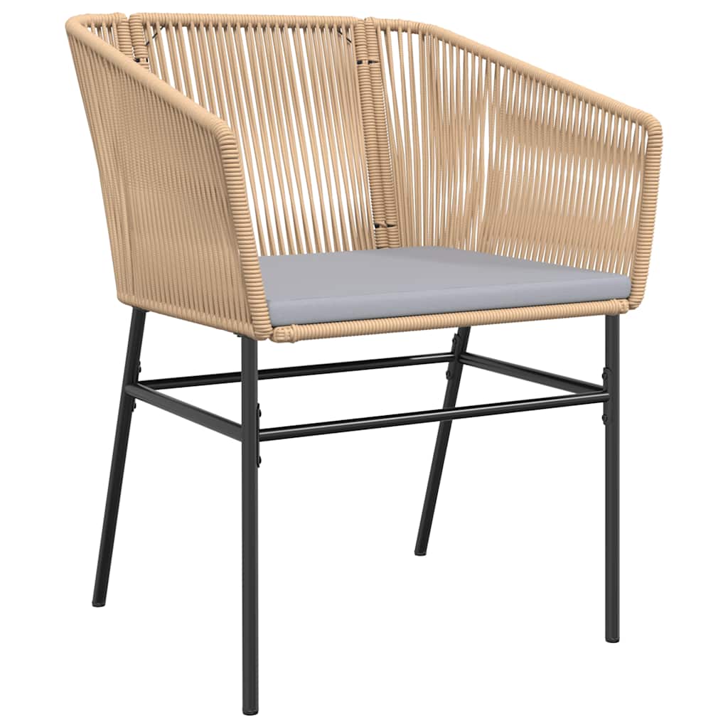 3-tlg. Garten-Essgruppe mit Kissen Braun Poly Rattan Glas