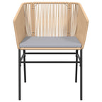 3-tlg. Garten-Essgruppe mit Kissen Braun Poly Rattan Glas