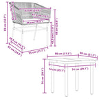 5-tlg. Garten-Essgruppe mit Kissen Braun Poly Rattan Glas