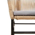5-tlg. Garten-Essgruppe mit Kissen Braun Poly Rattan Glas