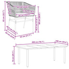 9-tlg. Garten-Essgruppe mit Kissen Braun Poly Rattan Glas