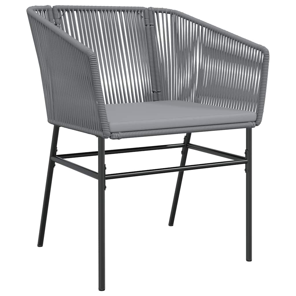 3-tlg. Garten-Essgruppe mit Kissen Grau Poly Rattan Glas