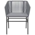 5-tlg. Garten-Essgruppe mit Kissen Grau Poly Rattan Glas