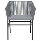 5-tlg. Garten-Essgruppe mit Kissen Grau Poly Rattan Glas