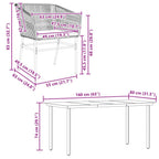 5-tlg. Garten-Essgruppe mit Kissen Grau Poly Rattan Glas