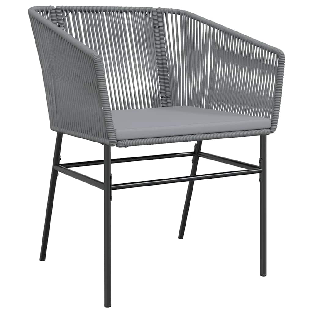7-tlg. Garten-Essgruppe mit Kissen Grau Poly Rattan Glas