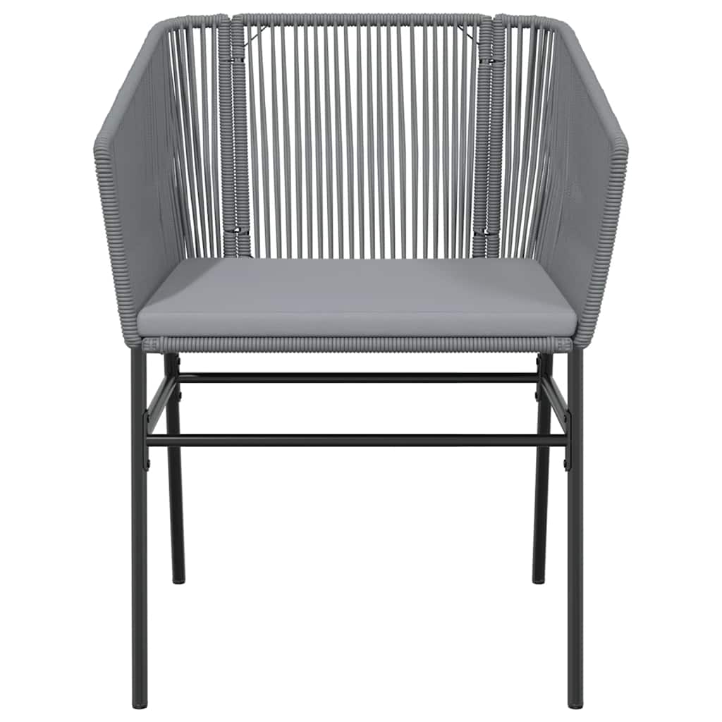 7-tlg. Garten-Essgruppe mit Kissen Grau Poly Rattan Glas