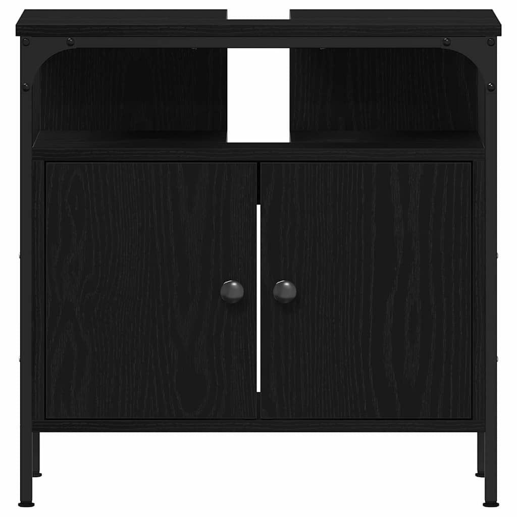 Badezimmermöbel-Set mit Regal 2 pcs Schwarz Holzwerkstoff