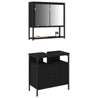 Badezimmermöbel-Set mit Regal 2 pcs Schwarz Holzwerkstoff