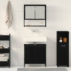 Badezimmermöbel-Set mit Regal 2 pcs Schwarz Holzwerkstoff