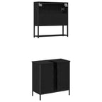 Badezimmermöbel-Set mit Regal 2 pcs Schwarz Holzwerkstoff