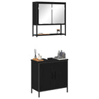 Badezimmermöbel-Set mit Regal 2 pcs Schwarz Holzwerkstoff