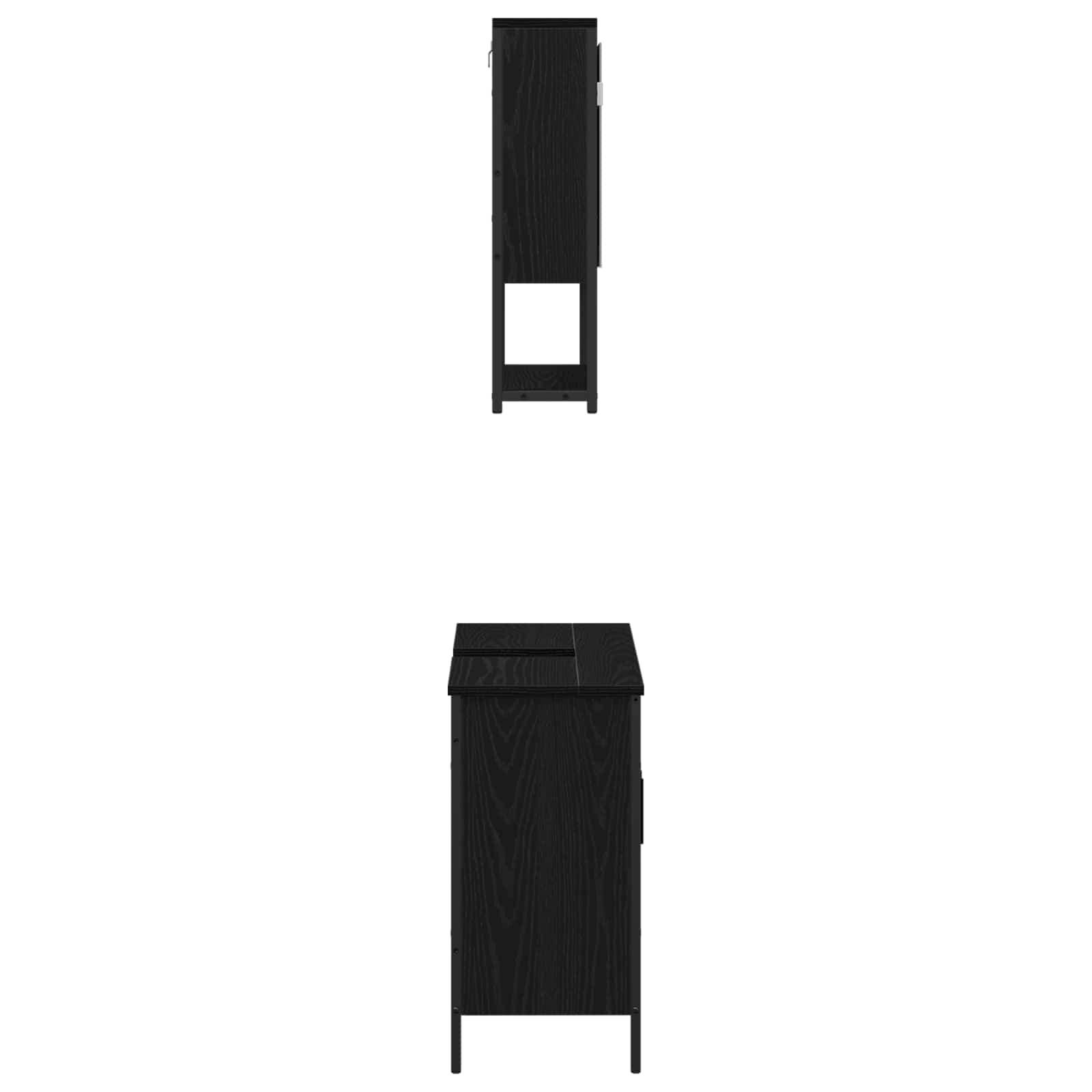 Badezimmermöbel-Set mit Regal 2 pcs Schwarz Holzwerkstoff