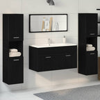 Badezimmermöbel-Set 4 pcs Schwarz Eichen-Optik Holzwerkstoff
