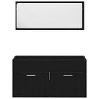 Badezimmermöbel-Set 3 pcs Schwarz Eichen-Optik Holzwerkstoff
