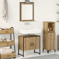 Badezimmermöbel-Set Wandmontiert 2 pcs Braun Holzwerkstoff