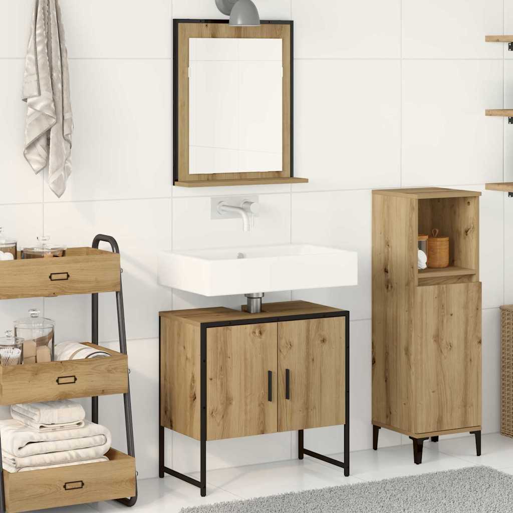 Badezimmermöbel-Set Wandmontiert 2 pcs Braun Holzwerkstoff