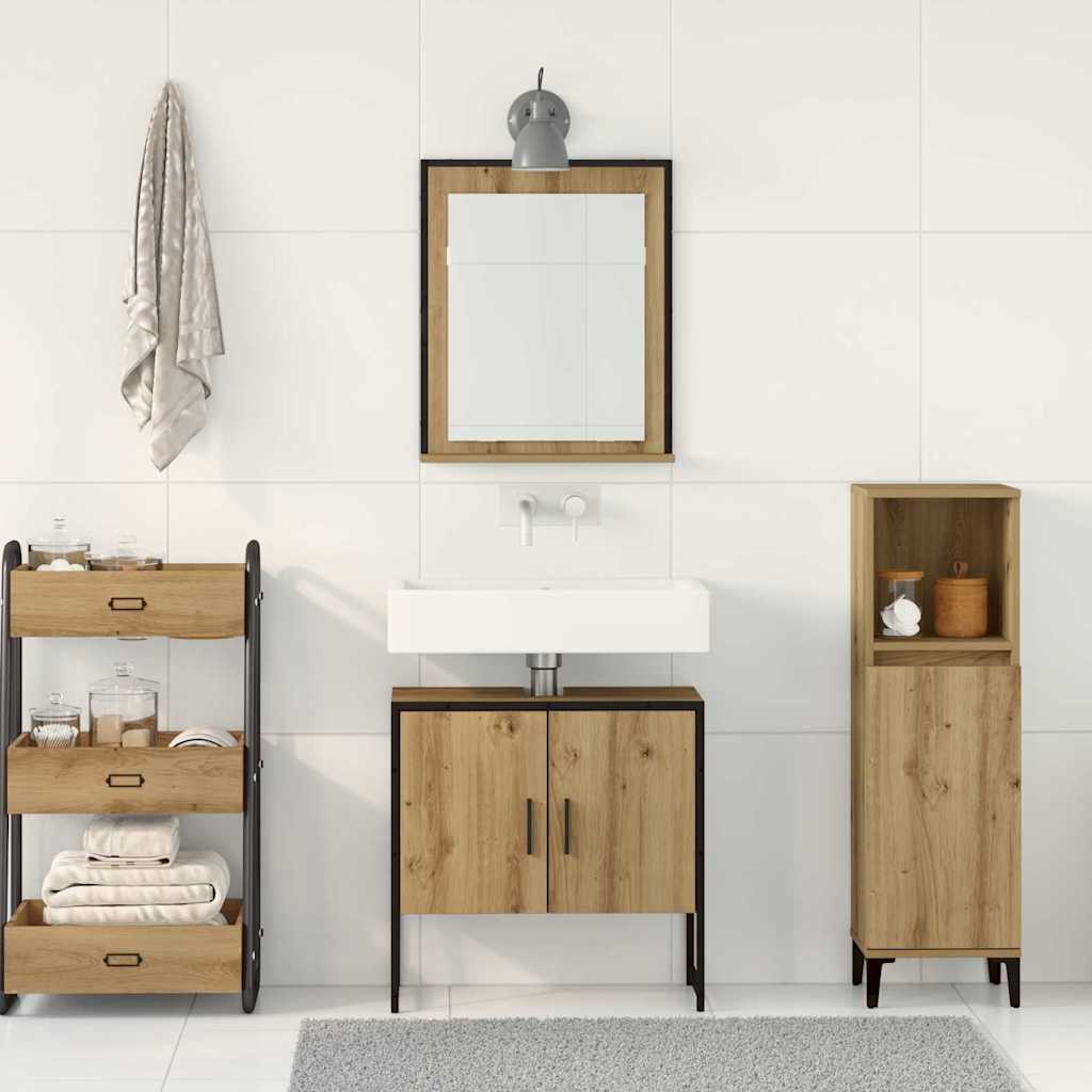 Badezimmermöbel-Set Wandmontiert 2 pcs Braun Holzwerkstoff