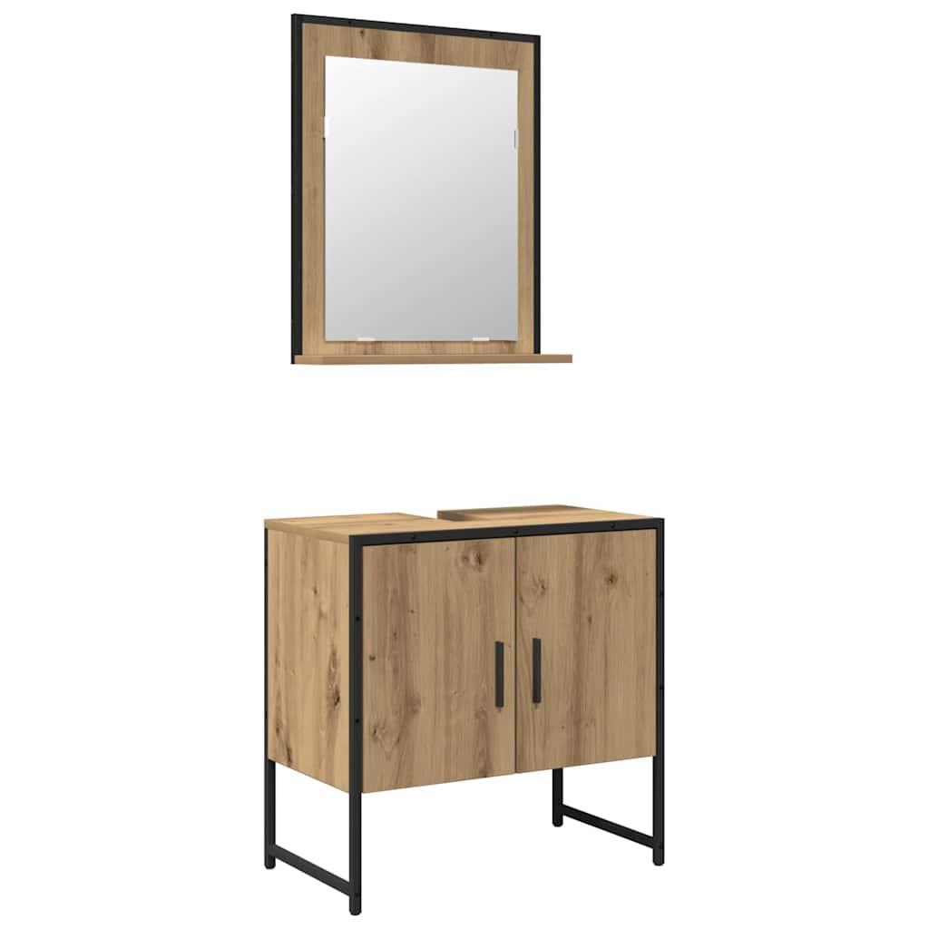 Badezimmermöbel-Set Wandmontiert 2 pcs Braun Holzwerkstoff