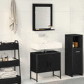 Badezimmermöbel-Set Wandmontiert 2 pcs Schwarz Holzwerkstoff