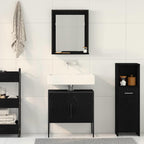 Badezimmermöbel-Set Wandmontiert 2 pcs Schwarz Holzwerkstoff