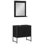 Badezimmermöbel-Set Wandmontiert 2 pcs Schwarz Holzwerkstoff