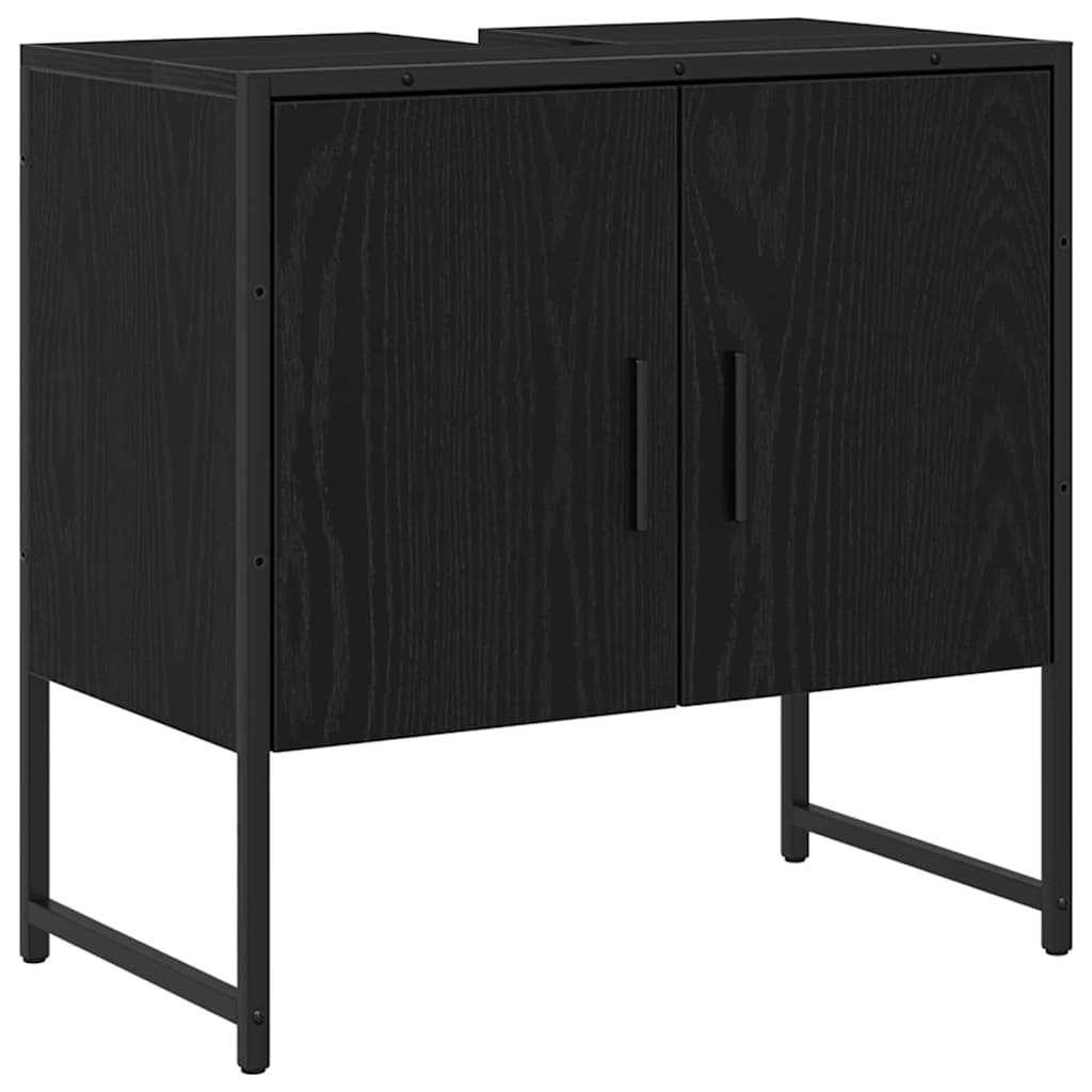 Badezimmermöbel-Set Wandmontiert 2 pcs Schwarz Holzwerkstoff