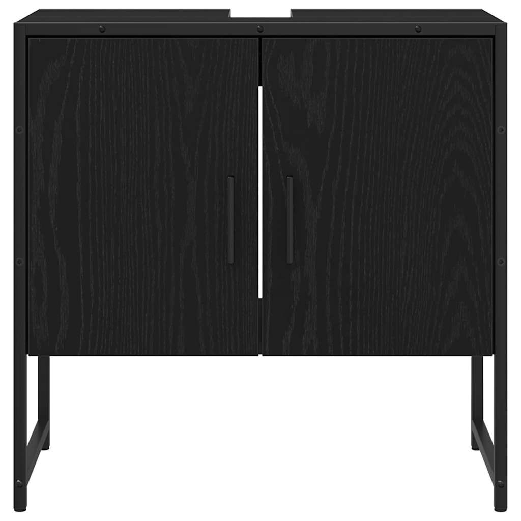 Badezimmermöbel-Set Wandmontiert 2 pcs Schwarz Holzwerkstoff
