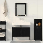 Badezimmermöbel-Set Wandmontiert 2 pcs Schwarz Holzwerkstoff