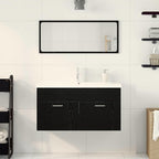 Badezimmermöbel-Set 3 pcs Schwarz Eichen-Optik Holzwerkstoff