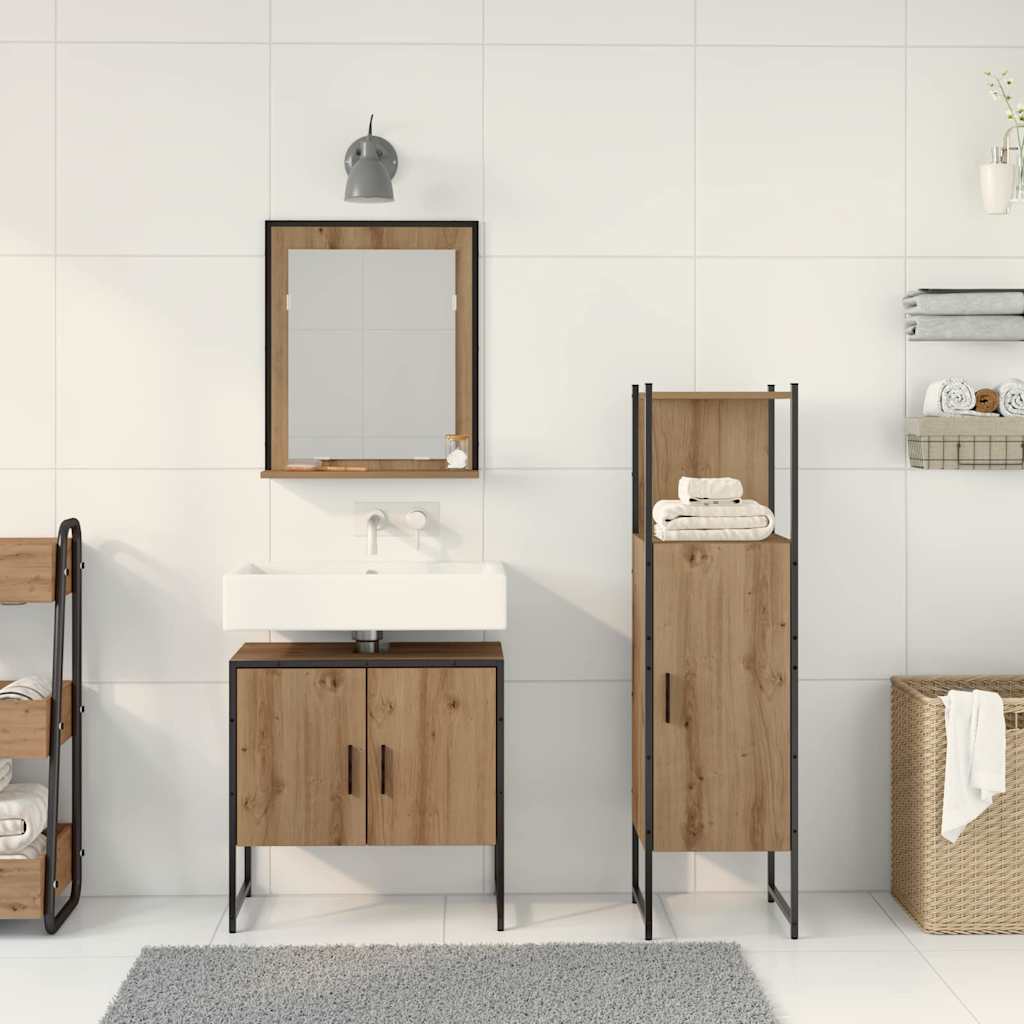 Badezimmermöbel-Set mit Regal mit Tür 3 pcs Braun Holzwerkstoff