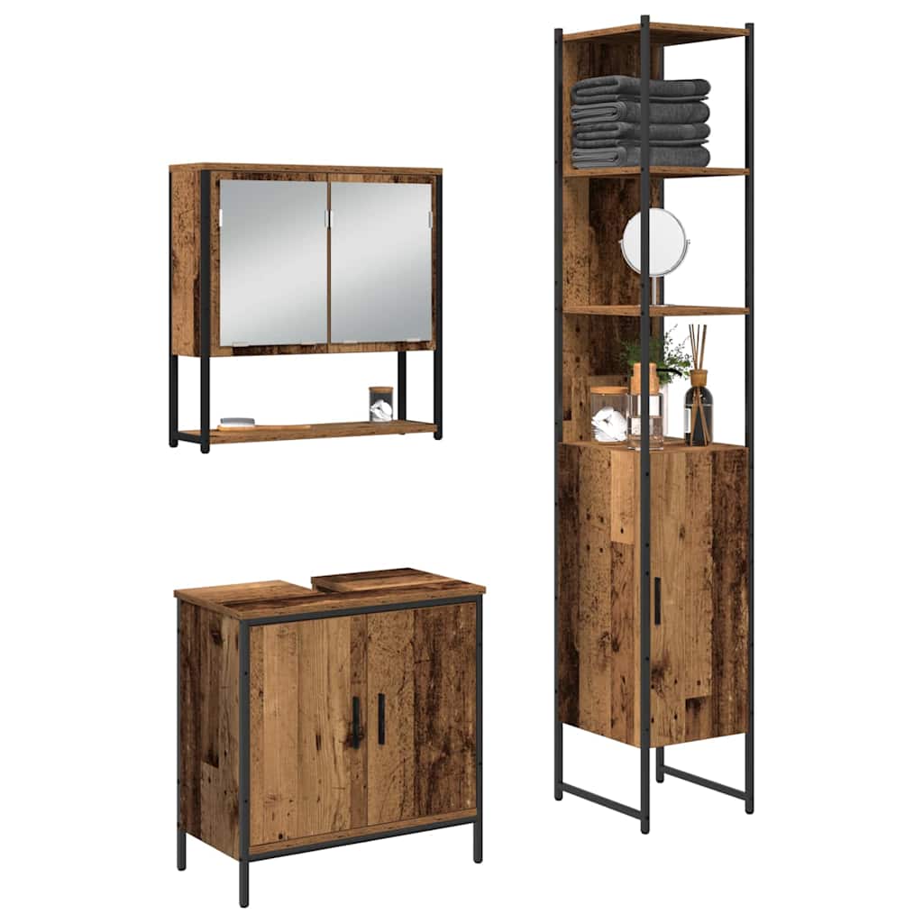 Badezimmermöbel-Set mit Regal mit Tür 3 pcs Braun Holzwerkstoff
