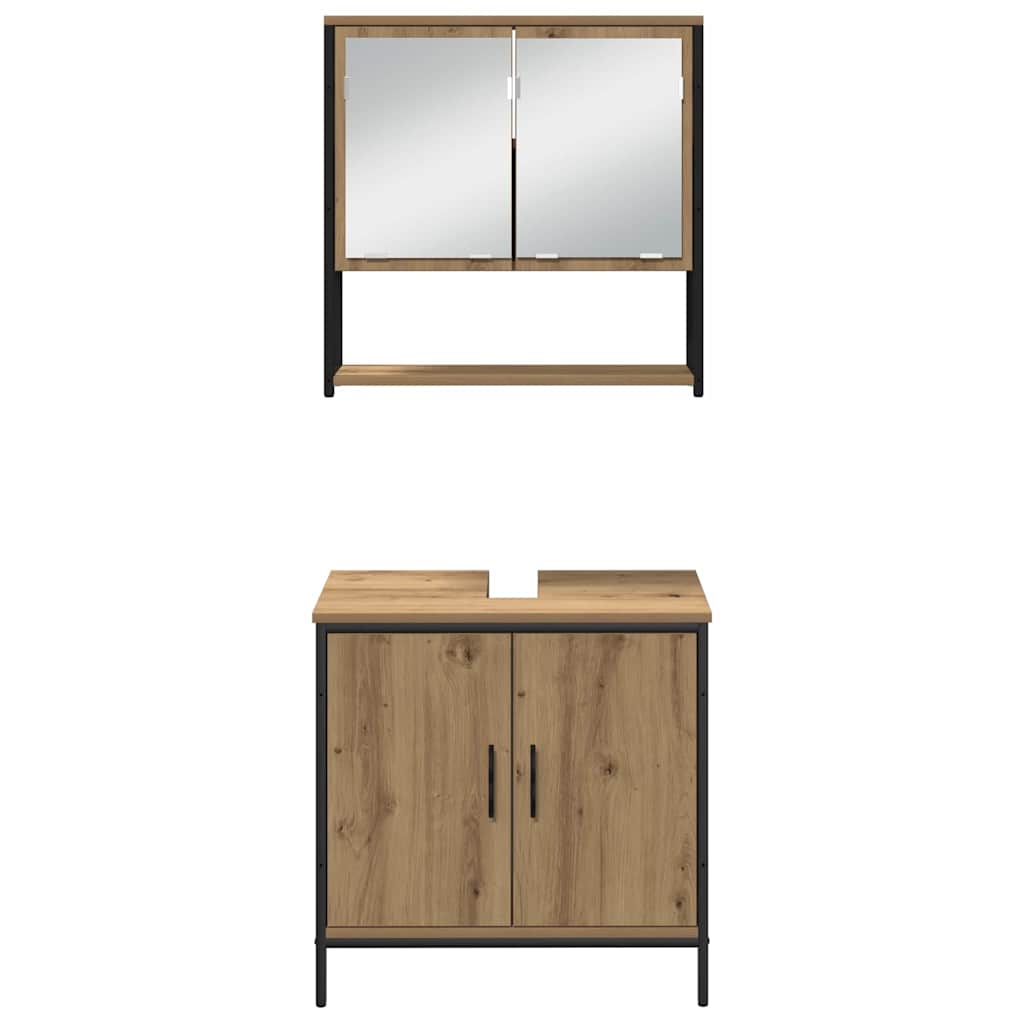 Badezimmermöbel-Set mit Regal mit Tür 3 pcs Braun Holzwerkstoff