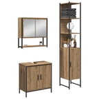 Badezimmermöbel-Set mit Regal mit Tür 3 pcs Braun Holzwerkstoff