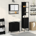 Badezimmermöbel-Set mit Regal 3 pcs Schwarz Holzwerkstoff