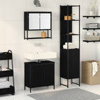 Badezimmermöbel-Set mit Regal 3 pcs Schwarz Holzwerkstoff