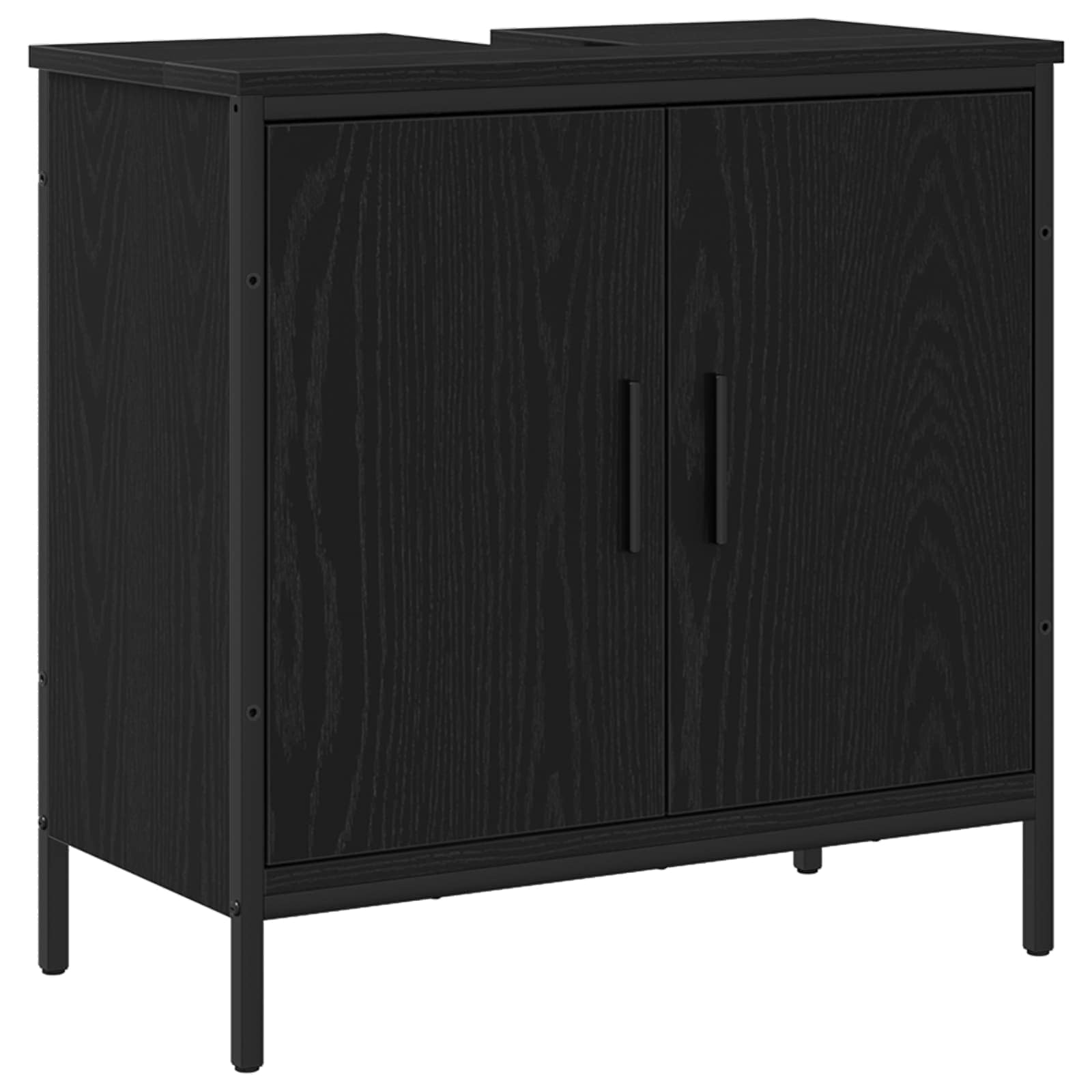 Badezimmermöbel-Set mit Regal 3 pcs Schwarz Holzwerkstoff