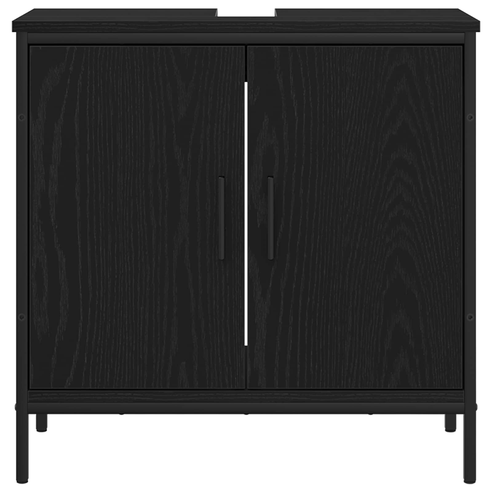 Badezimmermöbel-Set mit Regal 3 pcs Schwarz Holzwerkstoff