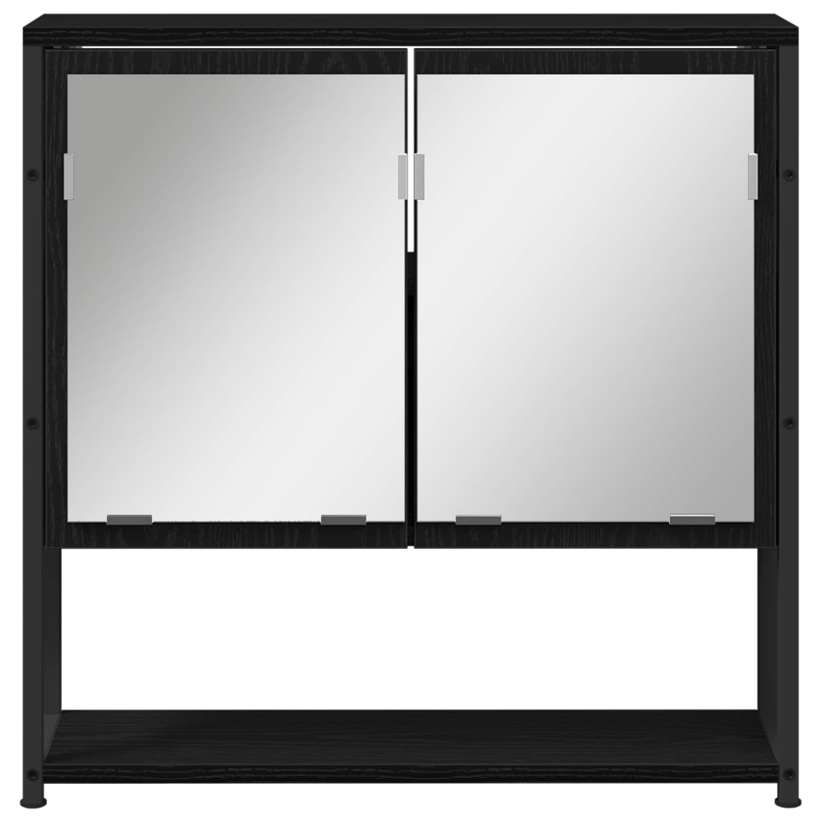 Badezimmermöbel-Set mit Regal 3 pcs Schwarz Holzwerkstoff