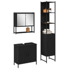 Badezimmermöbel-Set mit Regal 3 pcs Schwarz Holzwerkstoff