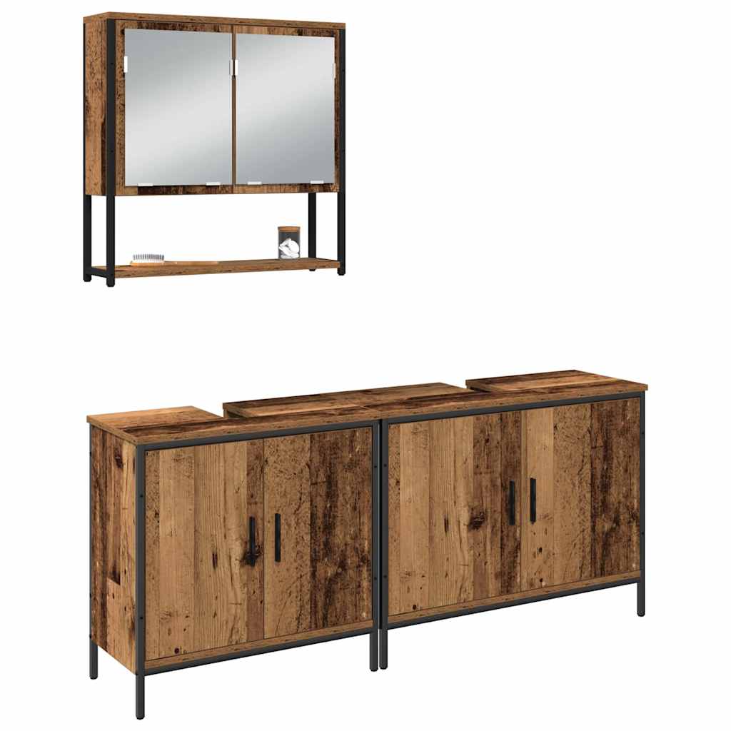 Badezimmermöbel-Set mit Regal mit Tür 3 pcs Braun Holzwerkstoff