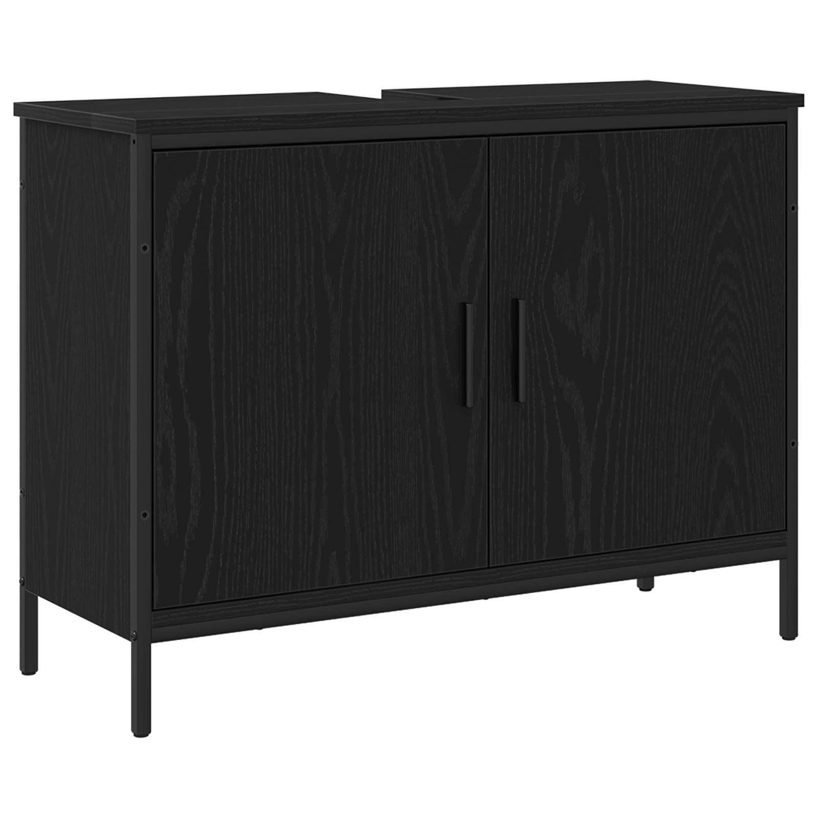 Badezimmermöbel-Set mit Regal 3 pcs Schwarz Holzwerkstoff