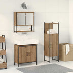 Badezimmermöbel-Set mit Regal mit Tür 3 pcs Braun Holzwerkstoff
