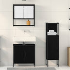 Badezimmermöbel-Set mit Regal 3 pcs Schwarz Holzwerkstoff