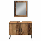 Badezimmermöbel-Set mit Regal mit Tür 3 pcs Braun Holzwerkstoff